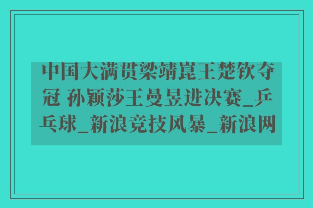 中国大满贯梁靖崑王楚钦夺冠 孙颖莎王曼昱进决赛_乒乓球_新浪竞技风暴_新浪网