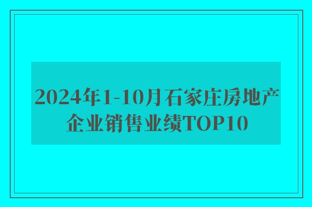 2024年1-10月石家庄房地产企业销售业绩TOP10